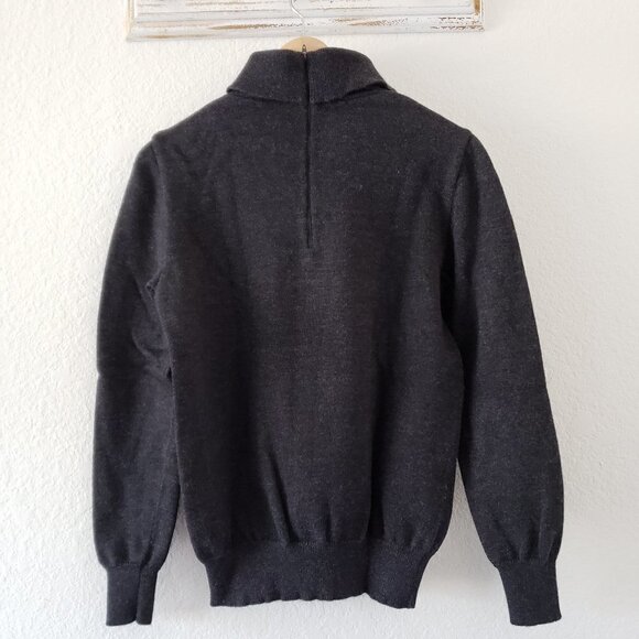 Vintage -  Gray Lilli Ann Knits 100 % Wool Zipper Back Turtleneck - Size 10 - Picture 2 of 3
